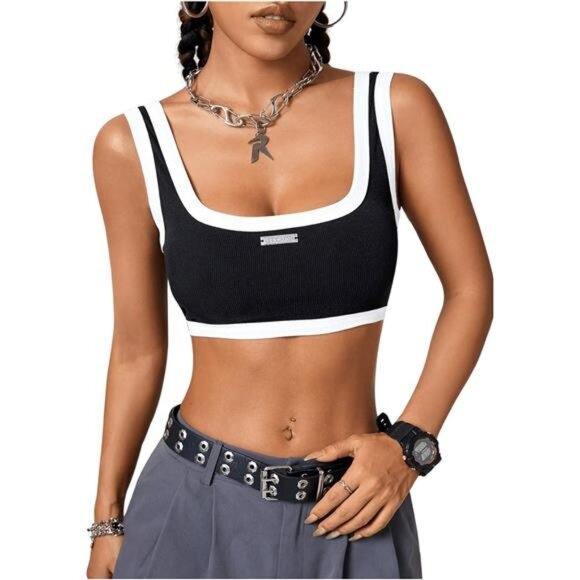 Women's Color Block Backless Tank Top - Picture 1 of 8